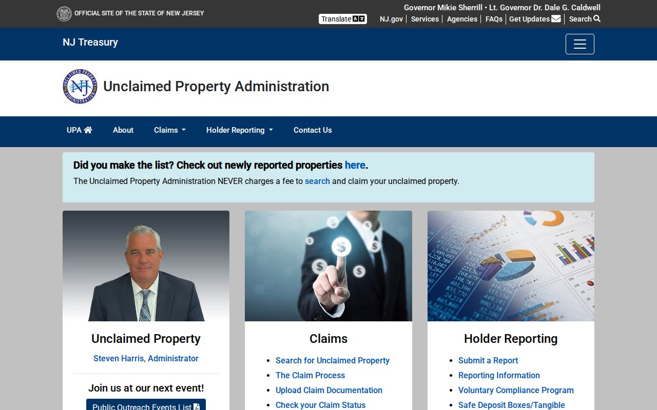 Freehold Township residents directory New Jersey unclaimed property search